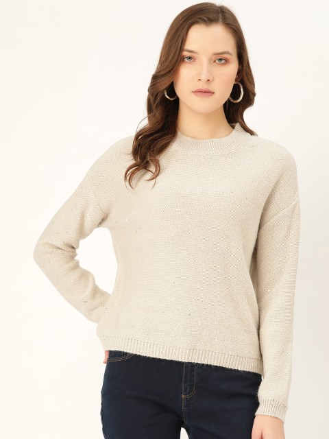 

Madame Women Beige Sequinned Pullover