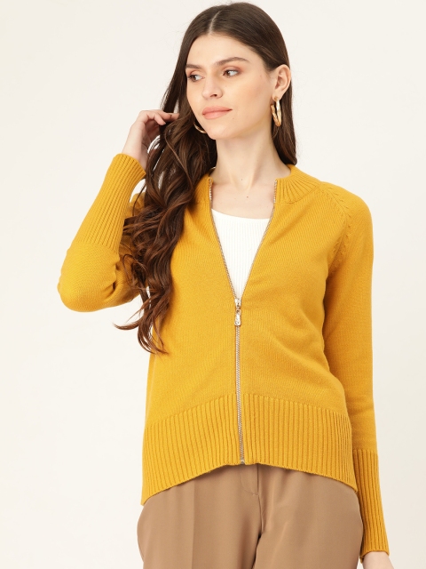 

Madame Women Mustard Yellow Solid Cardigan