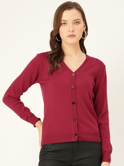

Madame Women Magenta Solid Cardigan
