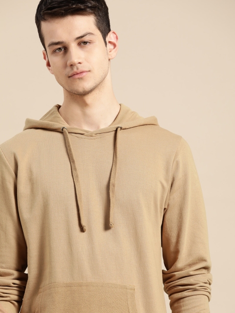 

ether Men Khaki Solid Hooded Sweatshirt