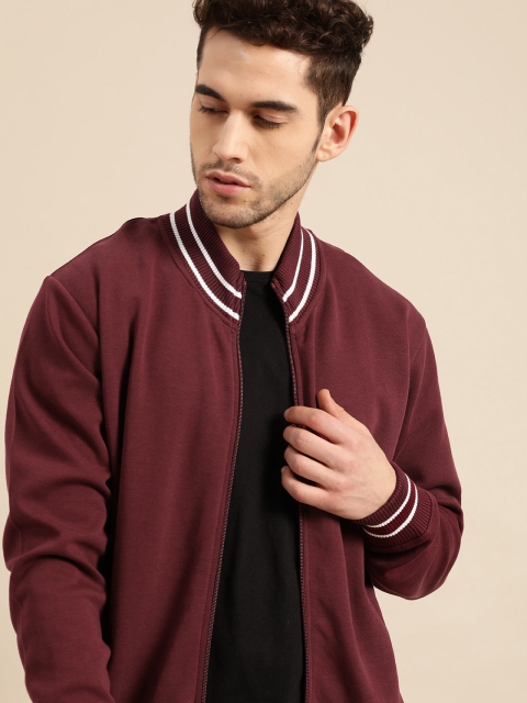 

ether Men Burgundy Solid Sweatshirt