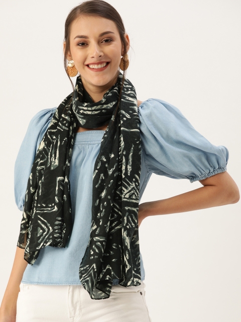 

Ayesha Women Black & Off-White Printed Scarf