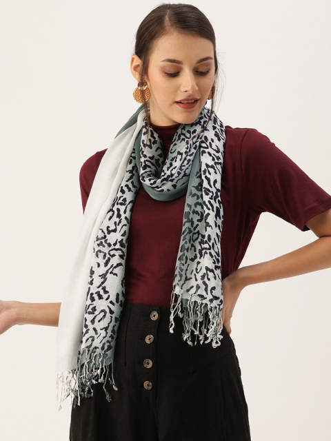 

Ayesha Women White & Black Animal Printed Scarf