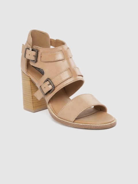 

Marks & Spencer Women Beige Leather Solid Block Heels