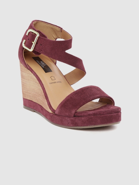 

Marks & Spencer Women Burgundy Suede Solid Wedges