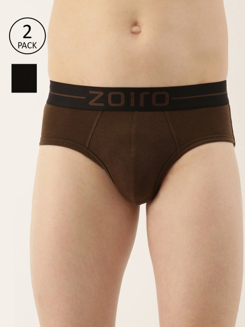 

Zoiro Men Pack of 2 Solid Basic Briefs, Black