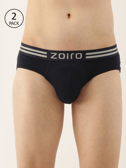 

Zoiro Men Navy Blue Pack Of 2 Basic Briefs Soft Classics # 1011