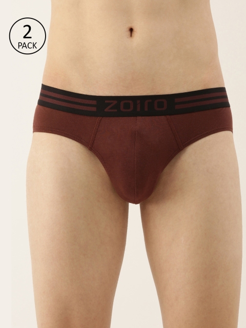 

Zoiro Men Brown Pack Of 2 Basic Briefs Soft Classics # 1011