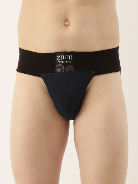 

Zoiro Men Navy Blue Solid Sports Pure Cotton Supporter Briefs