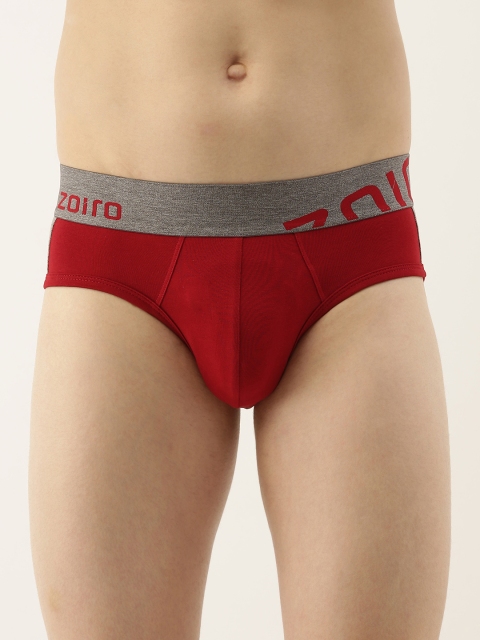 

Zoiro Men Maroon & Grey Melange Colourblocked Briefs AZTRBB0031