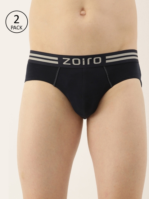 

Zoiro Men's Pack of 2 Navy Blue Solid Briefs