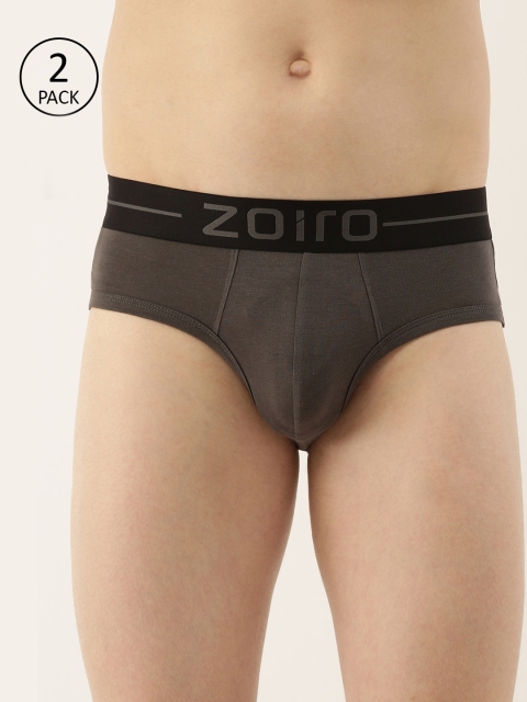 

Zoiro Men Charcoal Grey Pack of 2 Solid Basic Briefs