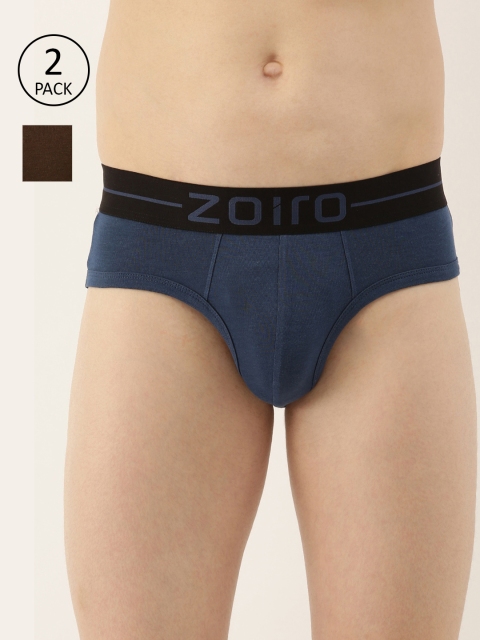 

Zoiro Men Pack of 2 Solid Basic Briefs, Blue
