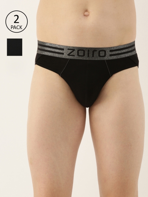 

Zoiro Men Pack of 2 Solid Sports Briefs, Black