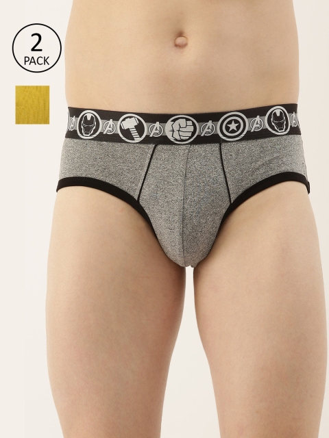 

Zoiro Men Pack Of 2 Solid Knitted Basic Briefs AZRMRVBM01, Grey melange