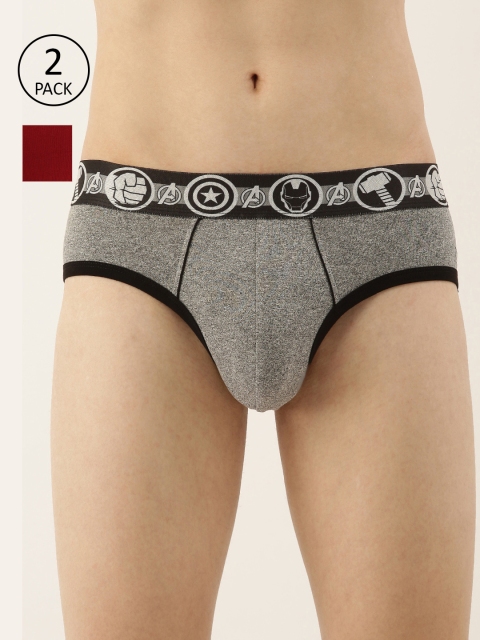 

Zoiro Men Pack Of 2 Solid Basic Briefs, Grey melange