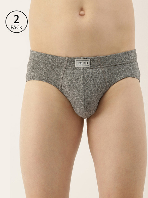 

Zoiro Men's Pack of 2 Grey Solid Briefs