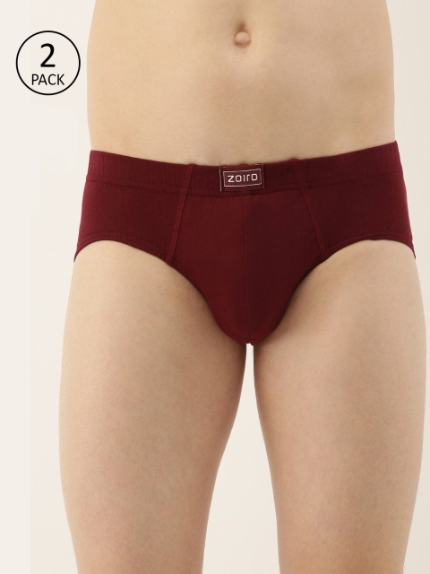 

Zoiro Men's Pack of 2 Burgundy Solid Briefs