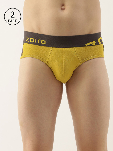 

Zoiro Men Pack Of 2 Yellow Solid Knitted Basic Briefs AZTRBB3181T