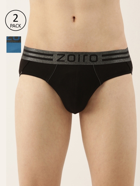 

Zoiro Men Pack Of 2 Solid Sports Basic Briefs, Black