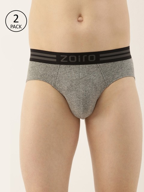 

Zoiro Men's Pack of 2 Grey Solid Briefs