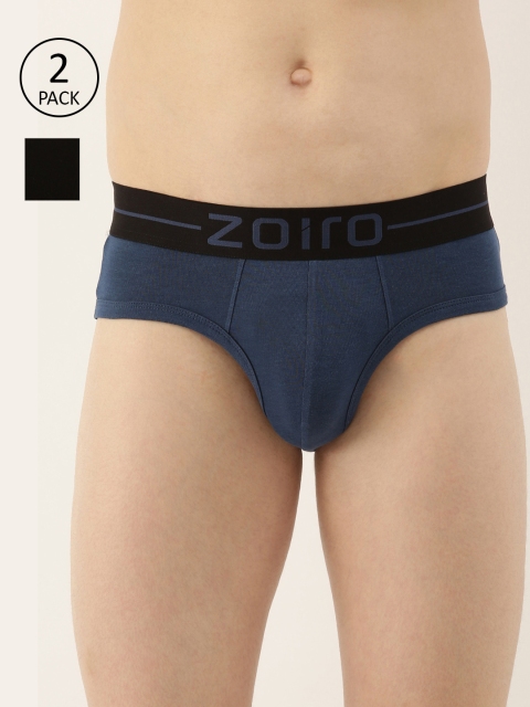 

Zoiro Men Pack of 2 Solid Basic Briefs, Blue