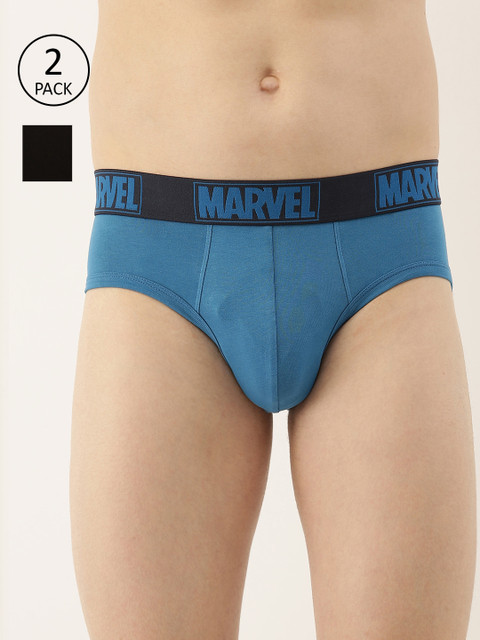 

Zoiro Men Pack of 2 Blue And Black Solid Marvel Briefs AZRMRVBM11