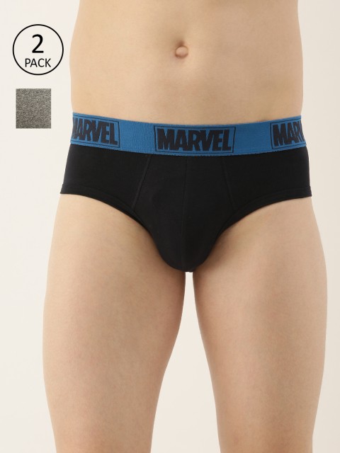

Zoiro Men Pack of 2 Black & Grey Solid Marvel Briefs AZRMRVBM11, Navy blue