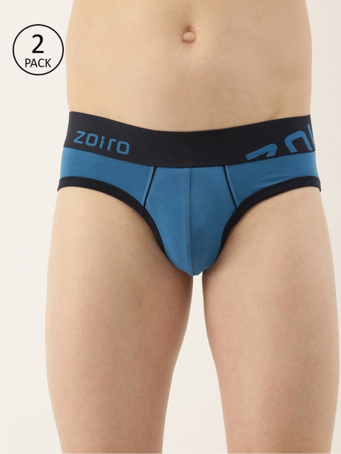 

Zoiro Men Pack of 2 Blue Solid Briefs AZTRBB02N