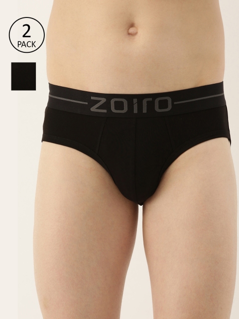 

Zoiro Men Pack of 2 Solid Basic Briefs, Black