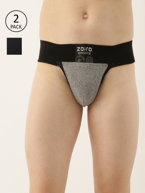 

Zoiro Men Pack of 2 Solid Sports Pure Cotton Supporter Briefs, Grey