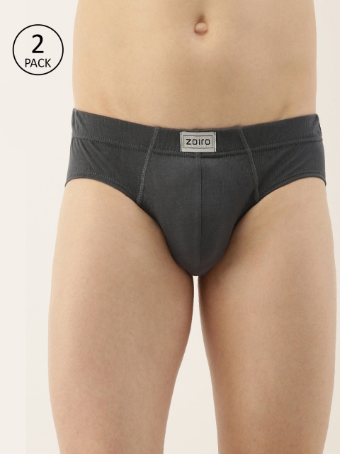 

Zoiro Men's Pack of 2 Grey Solid Briefs Soft Classics # 1001