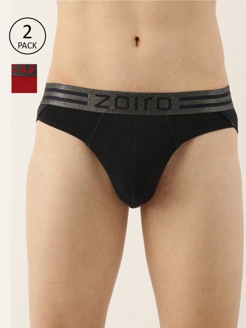 

Zoiro Men Pack Of 2 Solid Sports Basic Briefs, Red