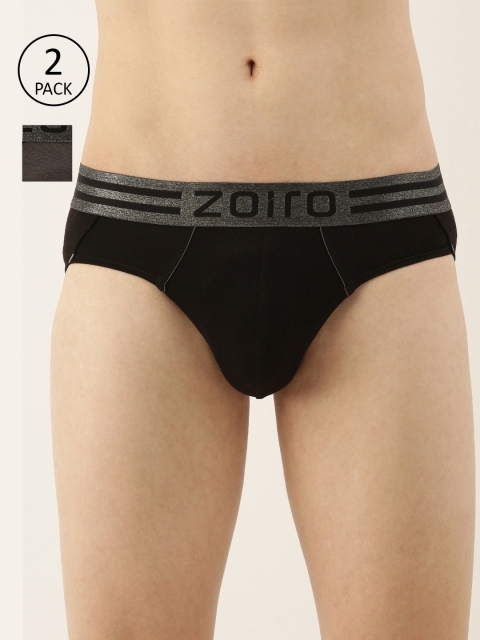 

Zoiro Men Pack Of 2 Solid Sports Basic Briefs, Black