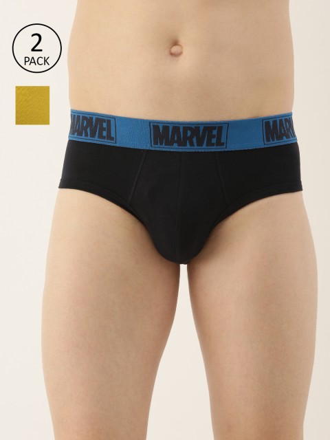 

Zoiro Men Pack of 2 Yellow & Navy Blue Solid Marvel Briefs AZRMRVBM11