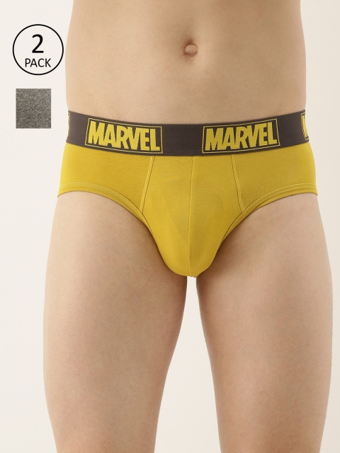 

Zoiro Men Pack of 2 Yellow & Grey Solid Marvel Briefs AZRMRVBM11