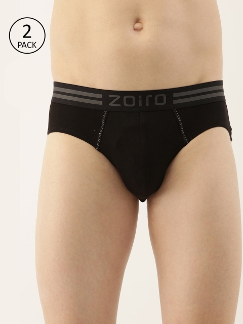 

Zoiro Men's Pack of 2 Black Solid Briefs