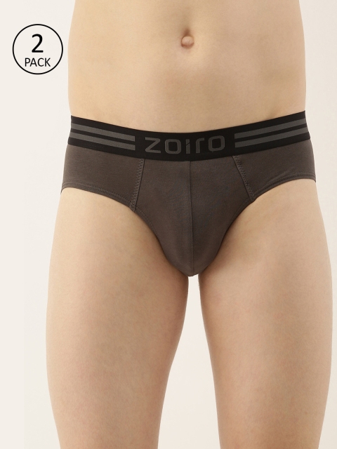 

Zoiro Men's Pack of 2 Grey Solid Briefs