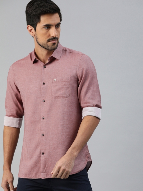 

THE BEAR HOUSE Men Red Slim Fit Solid Lyocell Casual Shirt