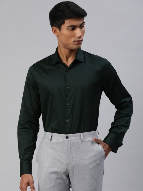 

THE BEAR HOUSE Men Black Slim Fit Solid French Cuff Formal Shirt