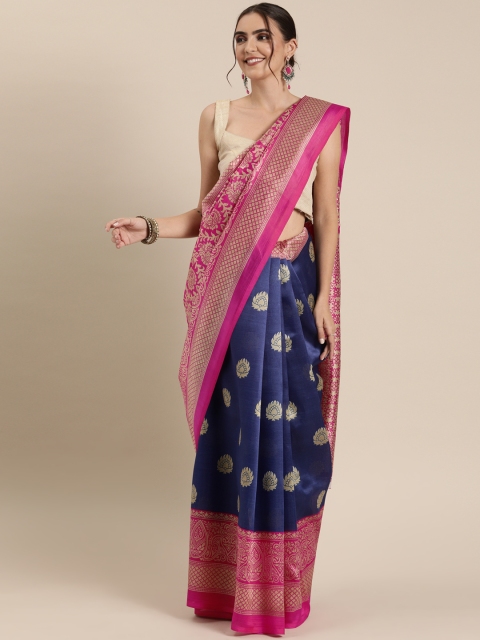 

GoSriKi Pink & Gold-Toned Art Silk Printed Saree