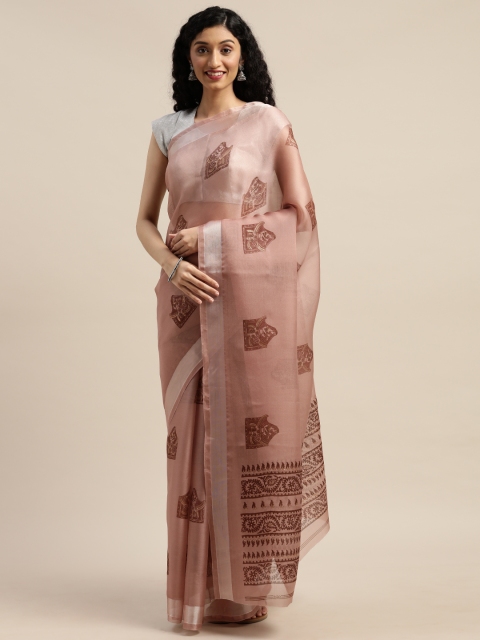 

GoSriKi Brown Printed Art Silk Saree