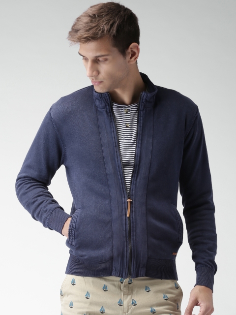 

Mast & Harbour Men Navy Blue Solid Cardigan