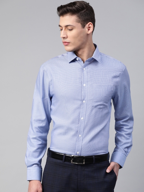 

Marks & Spencer Men Blue & White Regular Fit Checked Formal Shirt
