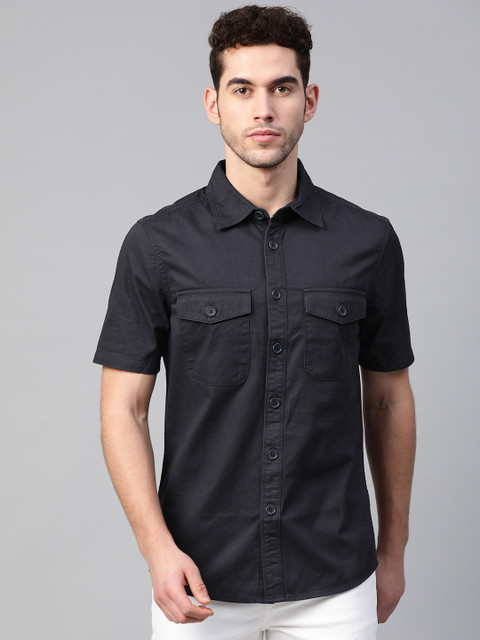 

Marks & Spencer Men Navy Blue Regular Fit Solid Casual Shirt