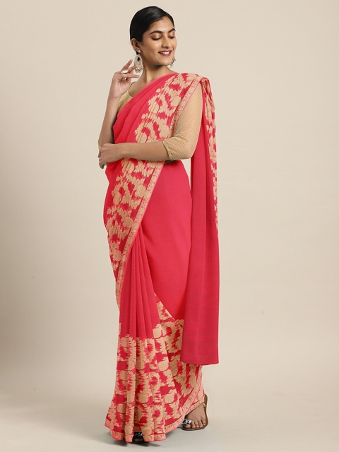 

KALINI Red Solid Pure Chiffon Saree