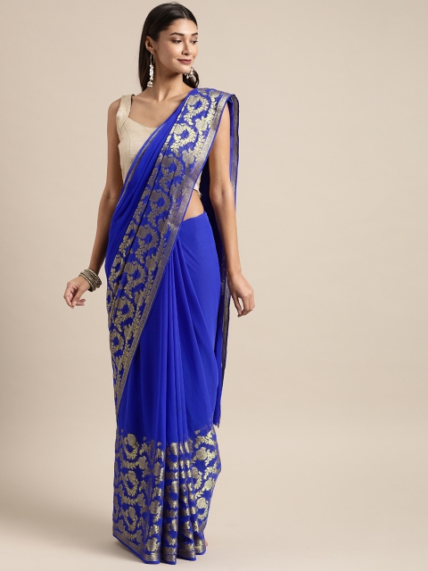 

KALINI Blue Embellished Pure Chiffon Saree