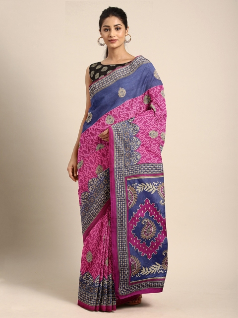 

KALINI Pink & Beige Pure Cotton Printed Saree