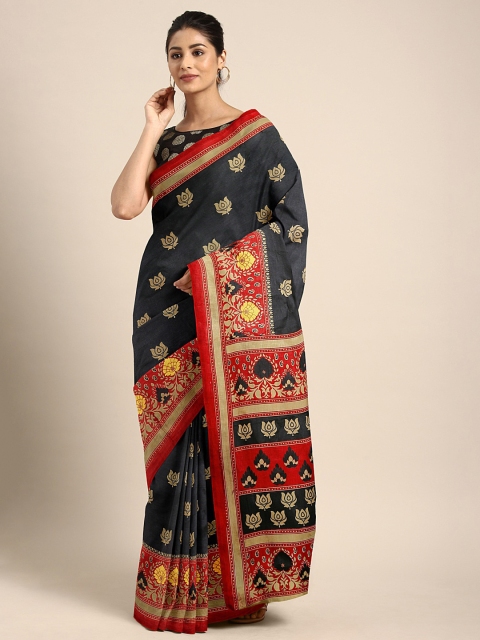 

KALINI Black & Beige Pure Cotton Printed Saree