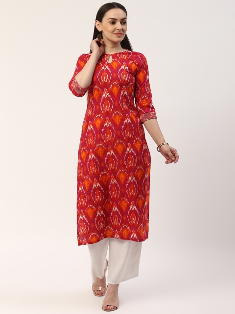 

ZIZO By Namrata Bajaj Women Orange & Pink Printed Straight Kurta